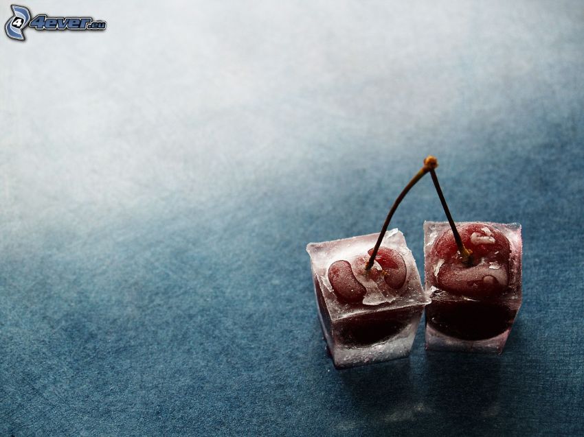 cherries, ice cubes