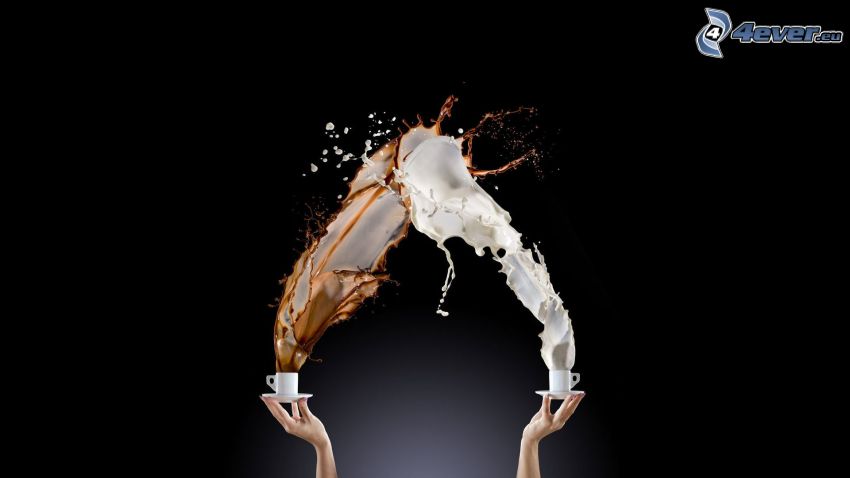coffee, milk, splash
