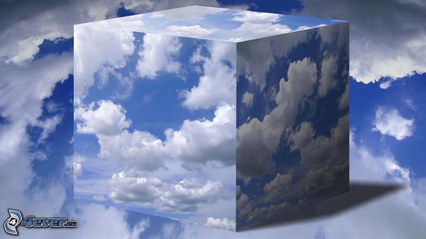cube, clouds