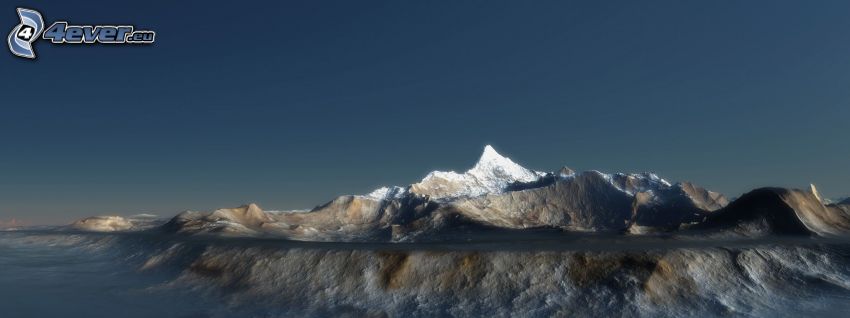 digital landscape, mountains, peak