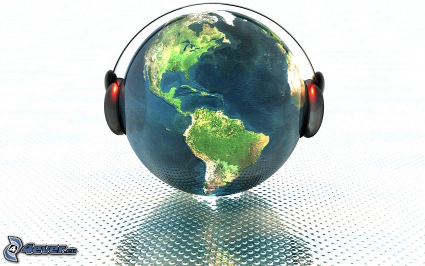 Earth, headphones