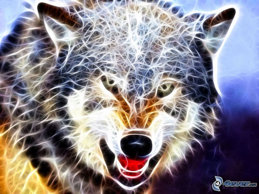 fractal wolf, fractal animals