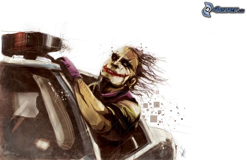 Joker, car, window