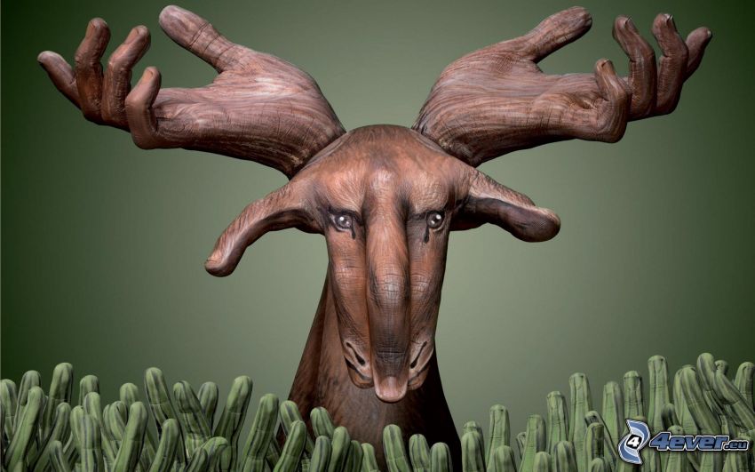 moose, hands, bodypainting