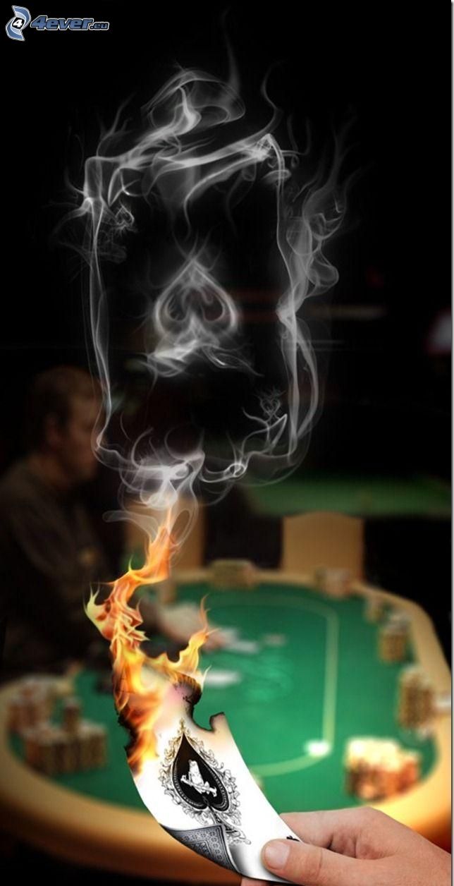 smoke, card, flame, hand