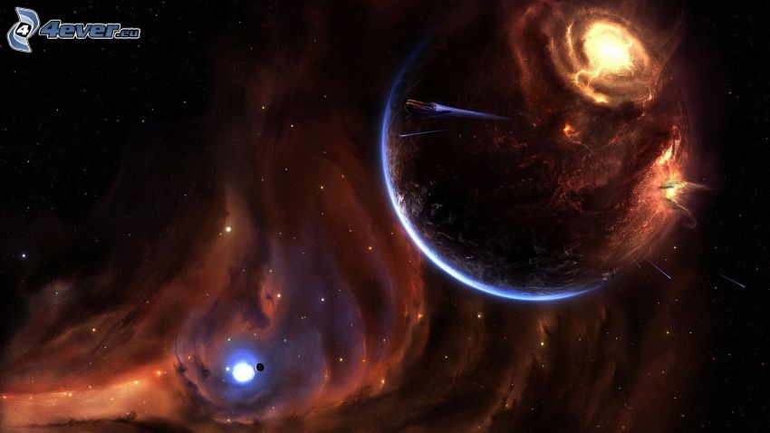 Space collision, nebulae