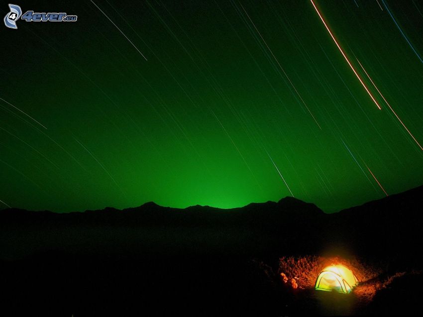 tent, night, Earth's rotation