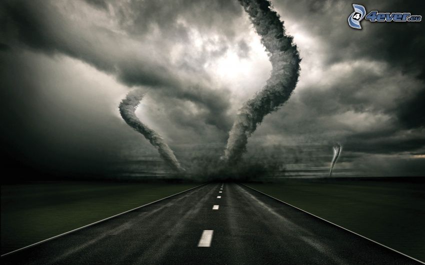tornado, road, digital art