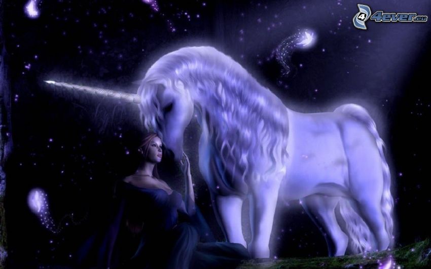 unicorn and woman, fairy