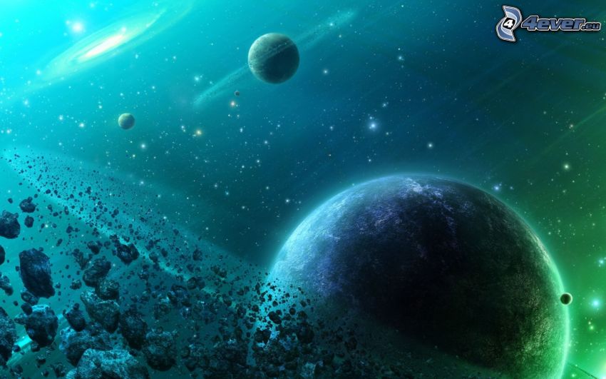 universe, asteroid belt, planets