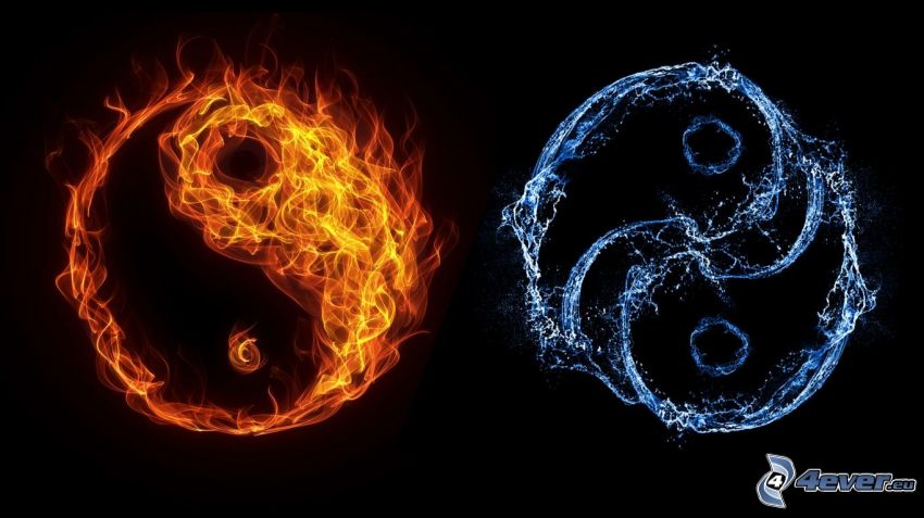 yin yang, fire and water