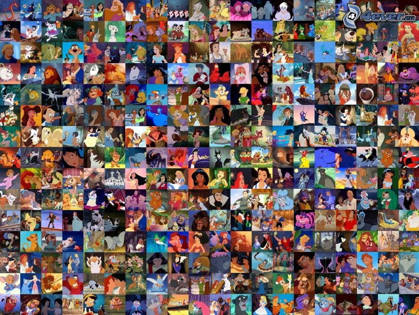 Disney characters, collage