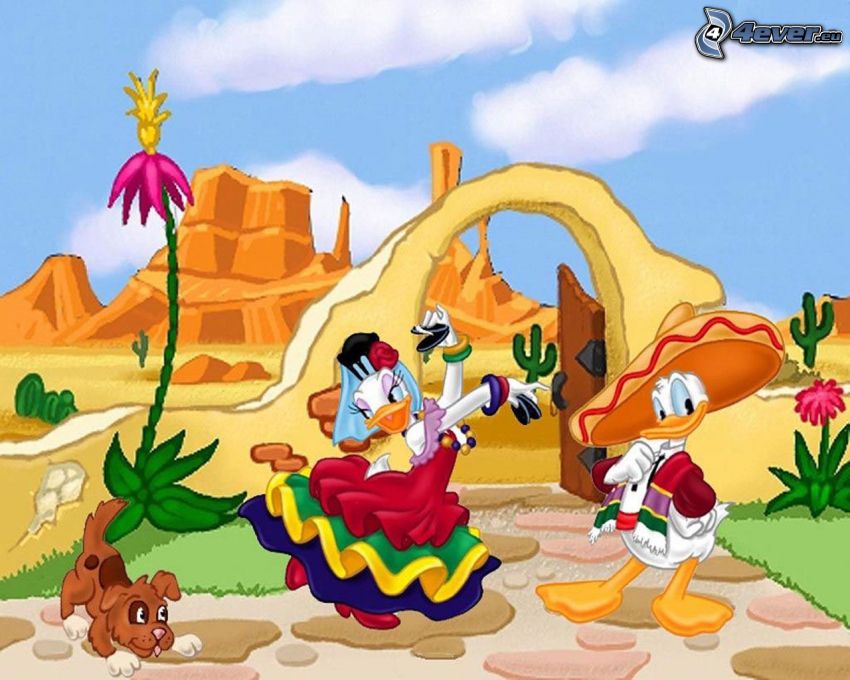 Donald Duck, Daisy, desert, Mexico