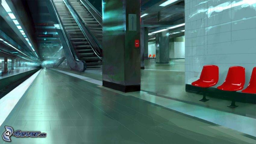 escalator, subway