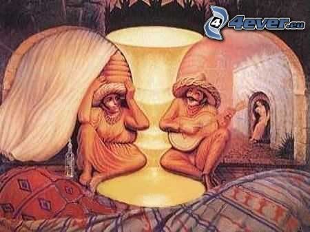eye illusion, grandfather and grandmother, mexicans