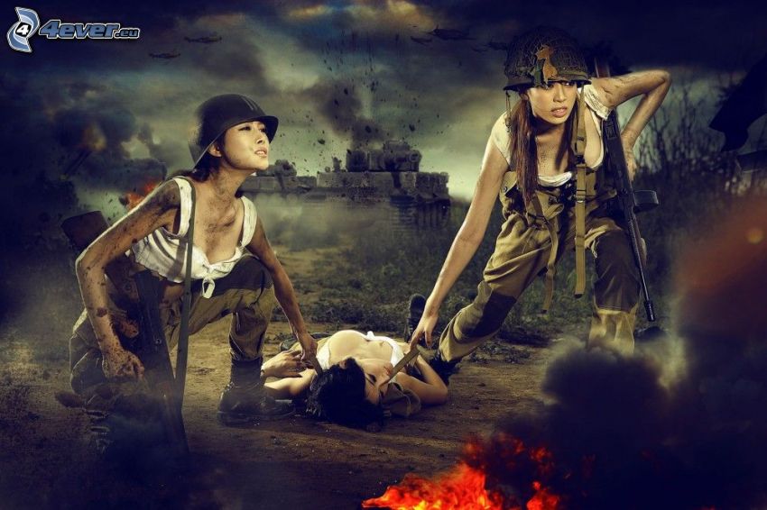 female soldiers, war
