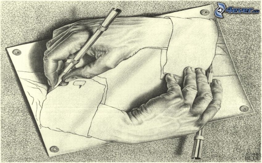 cartoon hand, optical illusion