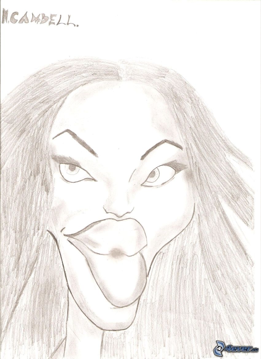 Naomi Campbell, caricature, drawing