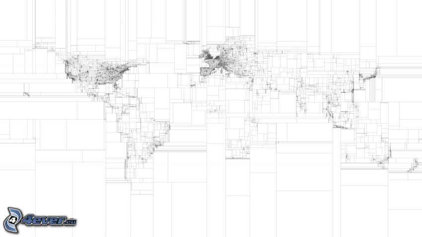 world map, squares