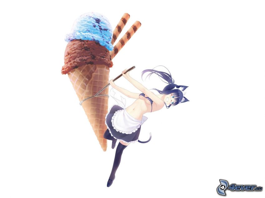 ice cream, anime girl