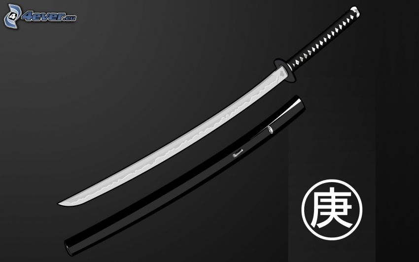 katana, sword, chinese marks