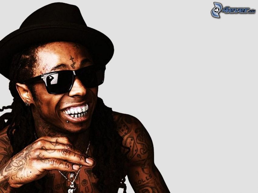 Lil Wayne, laughter, man with glasses, tattooed guy