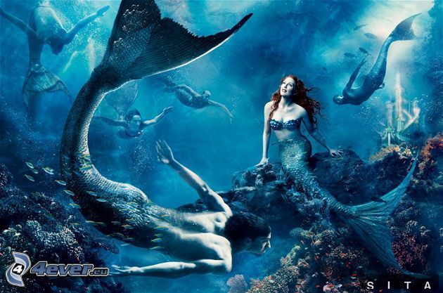 mermaids, water, sea