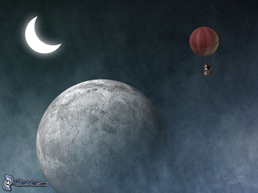 moon, balloon