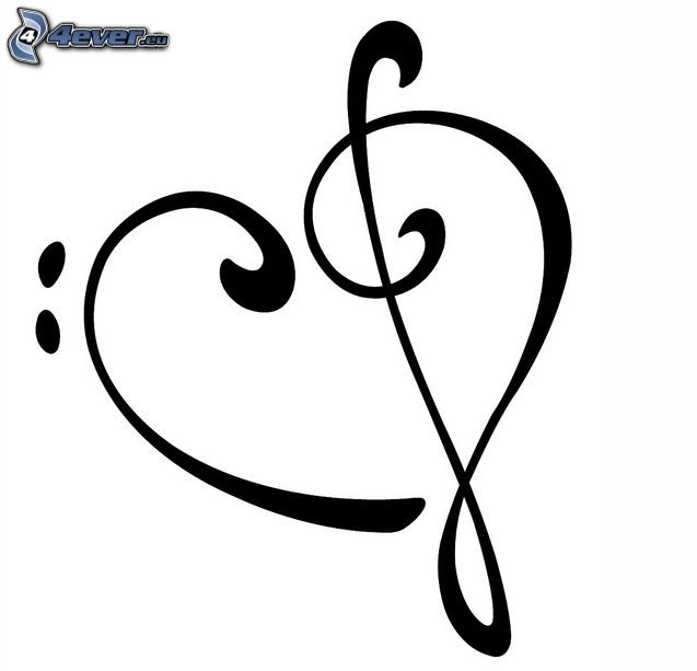 musical heart, clef
