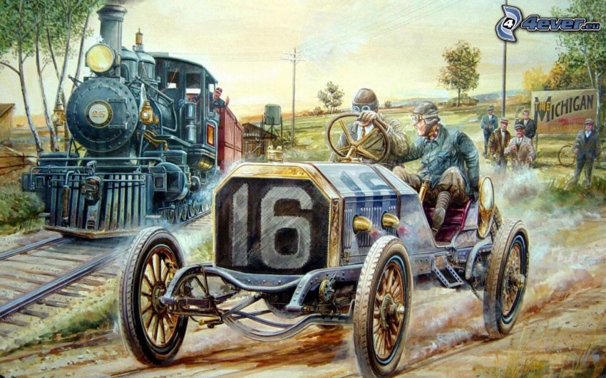 oldtimer, steam train, race
