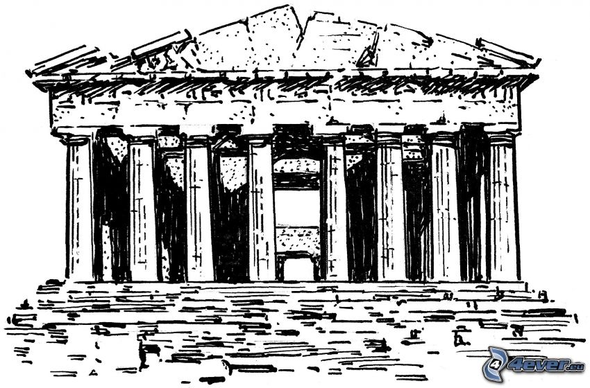 Parthenon, black and white