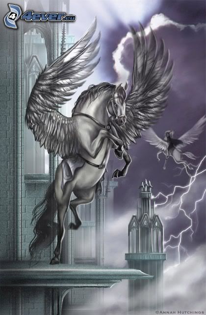 Pegasus, castle, wings