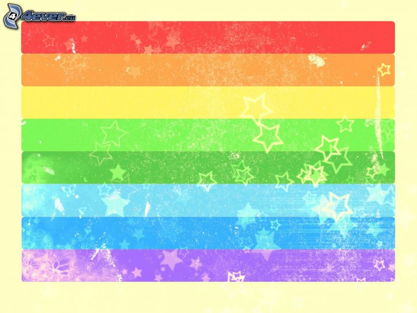 rainbow stripes, stars
