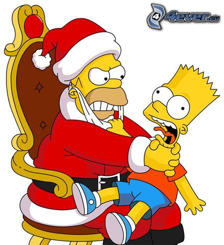 Santa Claus, Homer Simpson, Bart Simpson