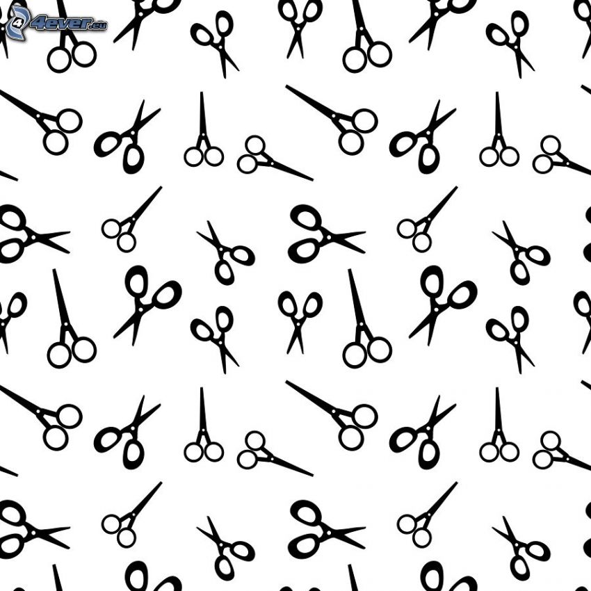 scissors, black and white