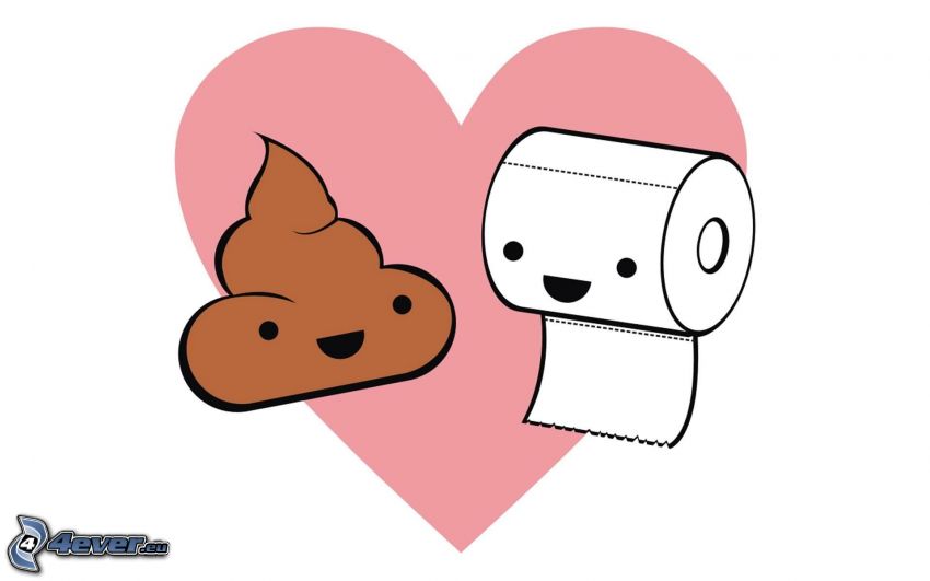 shit, toilet paper, heart