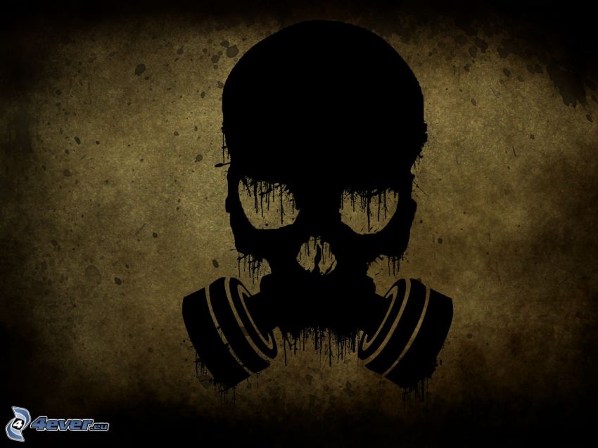 skull, skeleton, gas mask