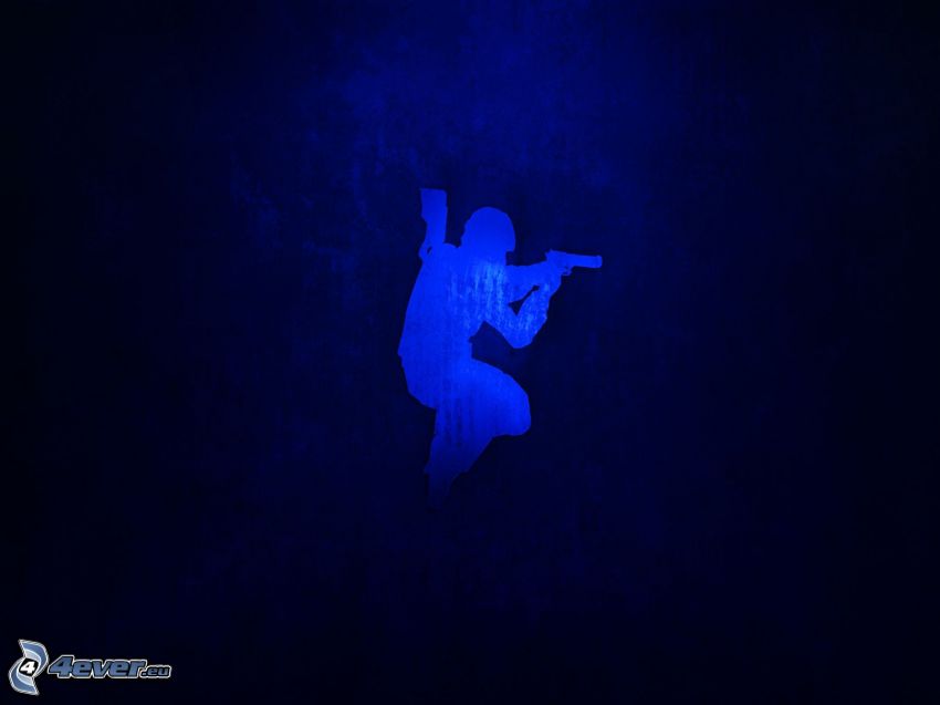 soldier with a gun, silhouette