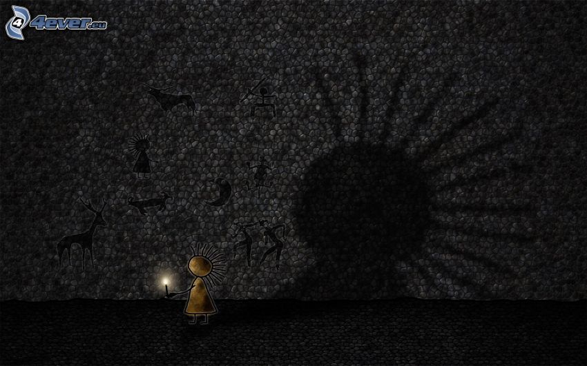 stickman, candle, wall, shadow, Drawings