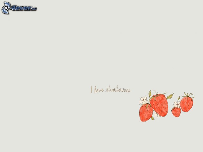 strawberries, text