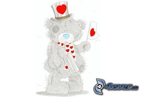 teddy bear, cartoon, love, heart