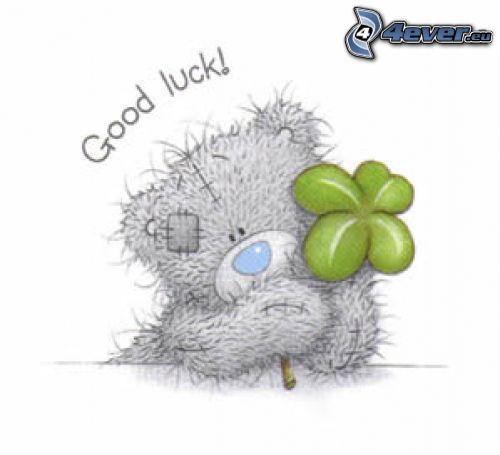 teddy bear, four-leaf clover, good luck!, happiness