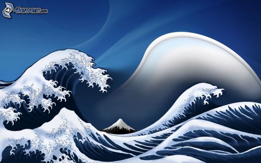 waves, sea, blue background