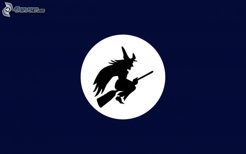 witch, moon, silhouette