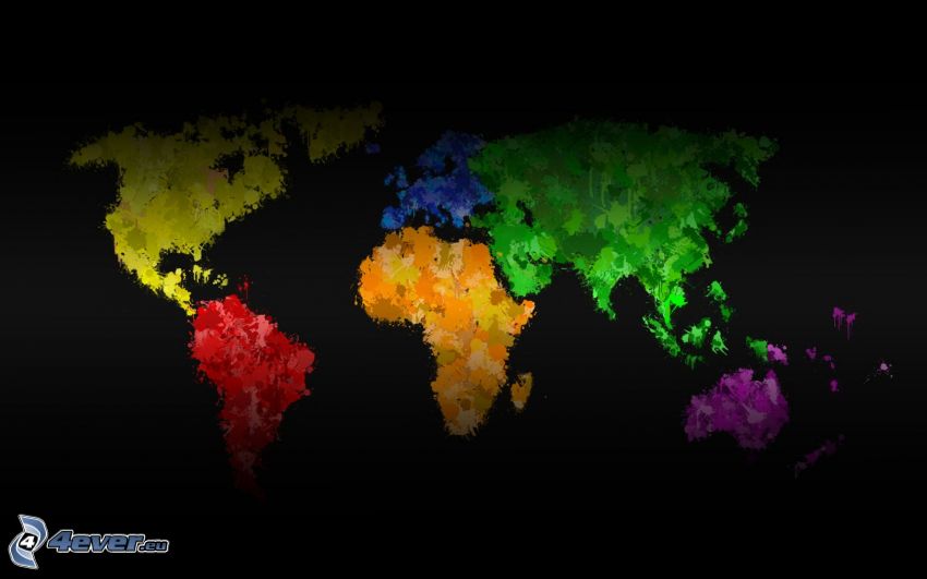 world map, colors