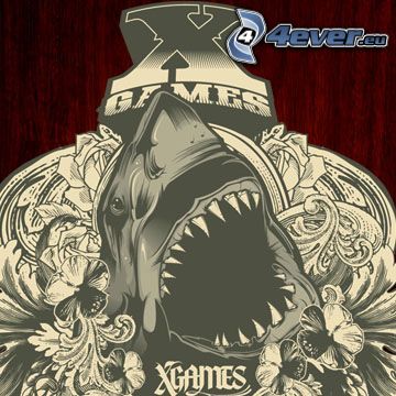 x games, shark, drawing