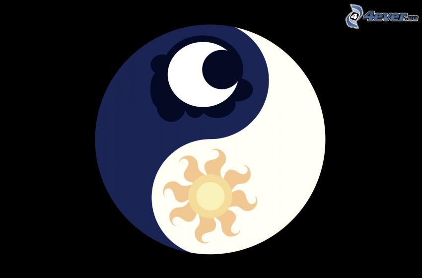yin yang, moon, sun
