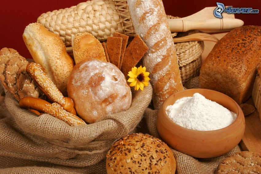 bread, baguette, flour