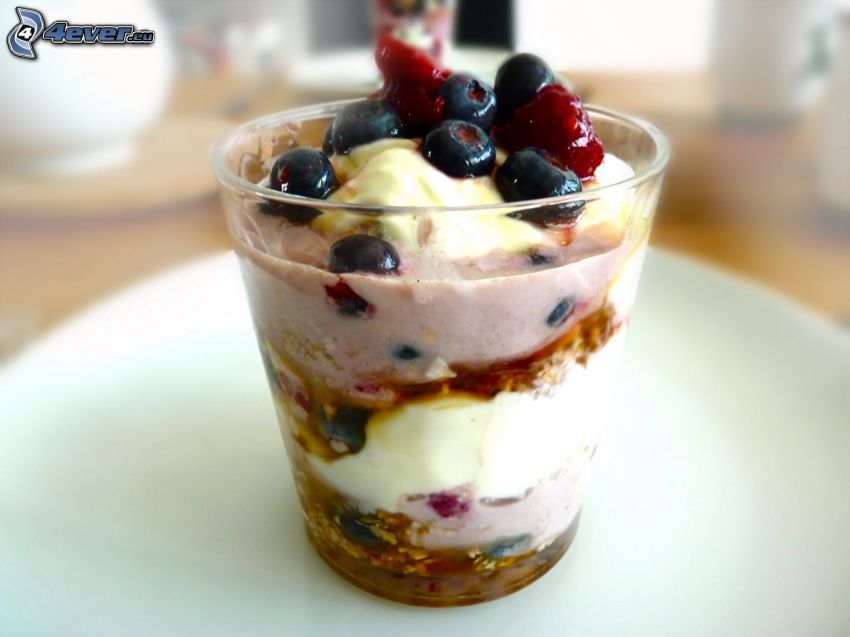 breakfast, yogurt, muesli, blueberries