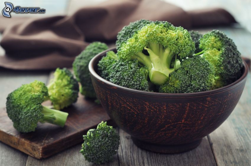 broccoli, bowl, board